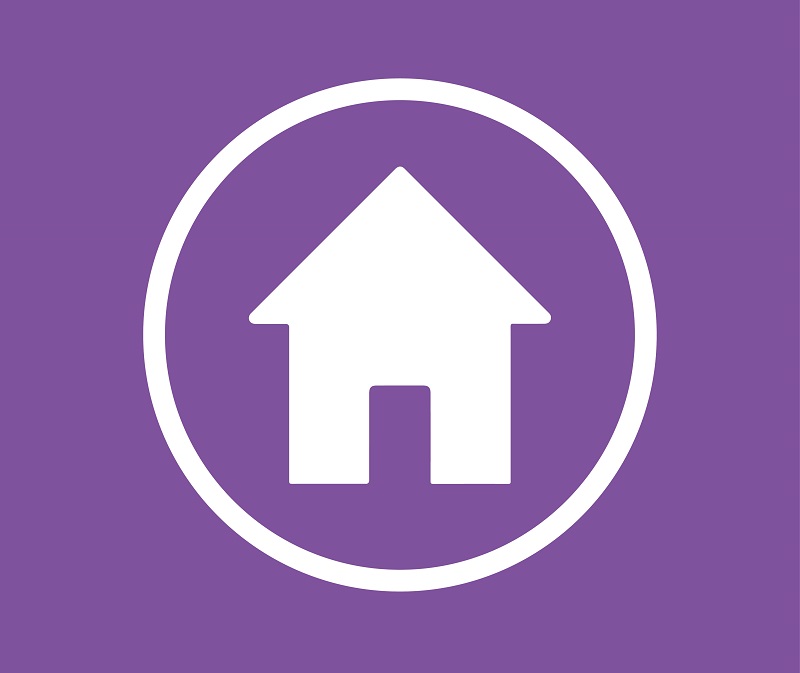 White house on purple background representing creating sustainable developments