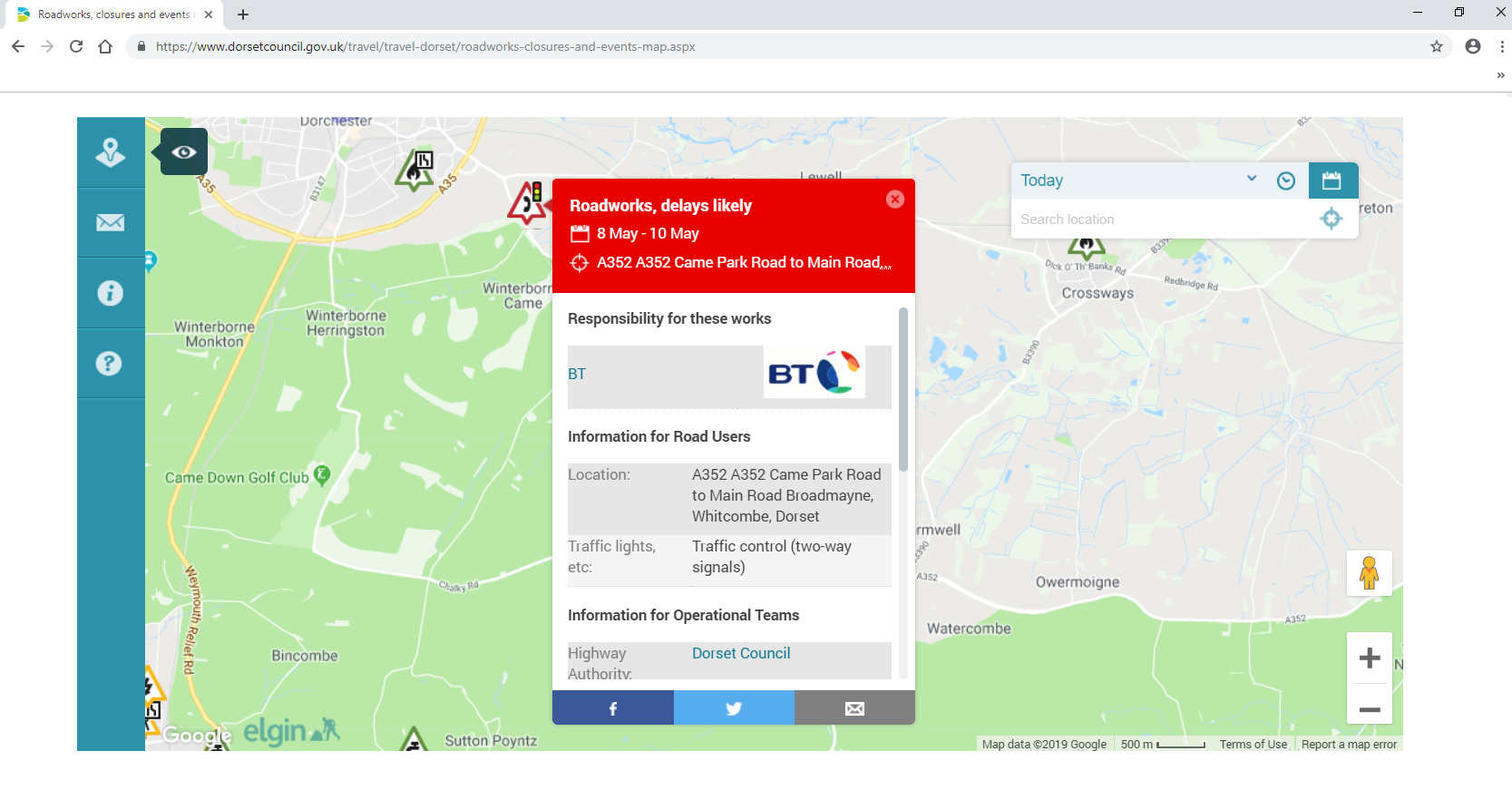 Roadworks information