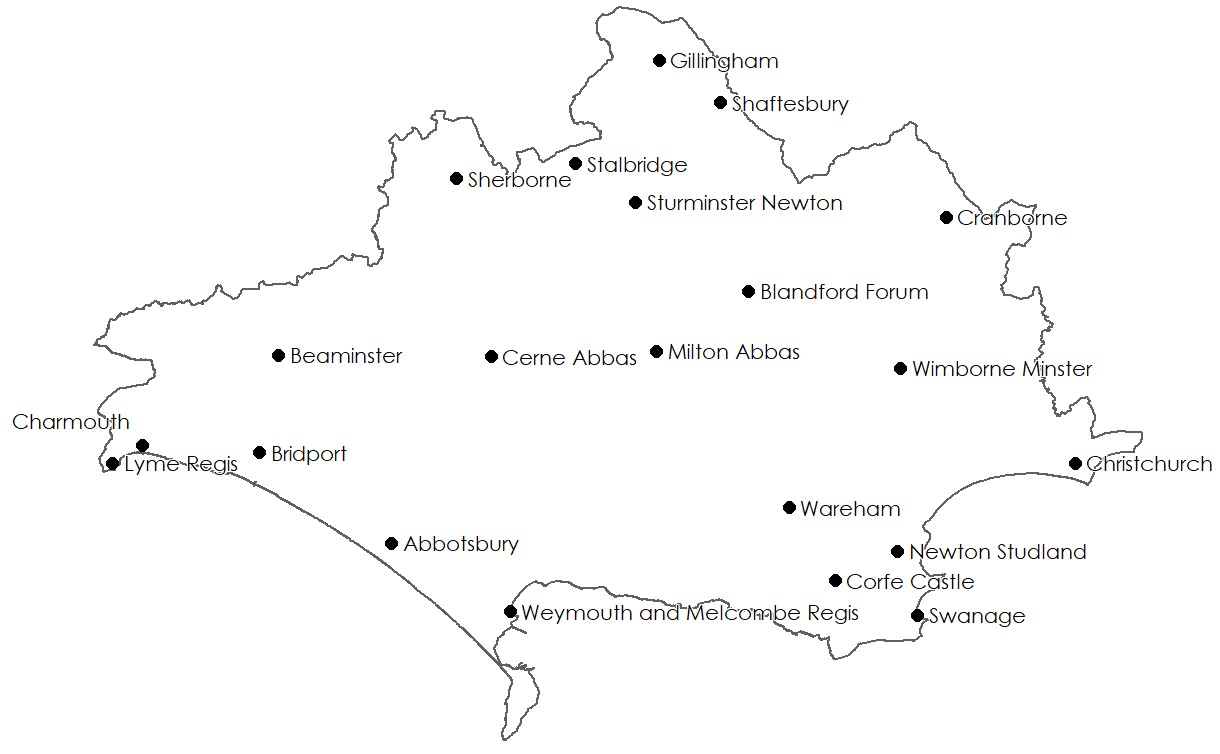 Towns covered by the Dorset Historic Towns Survey
