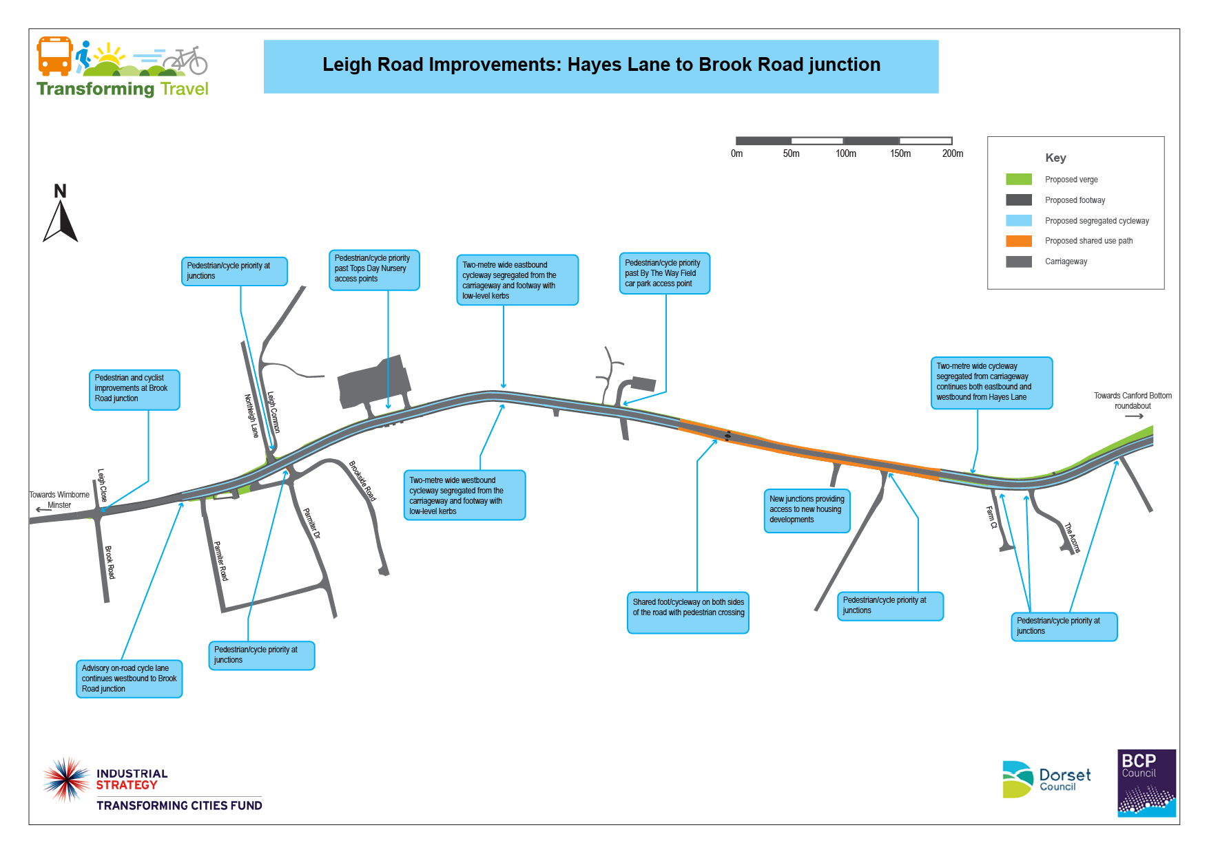 Hayes Lane to Brook Road map of improvements