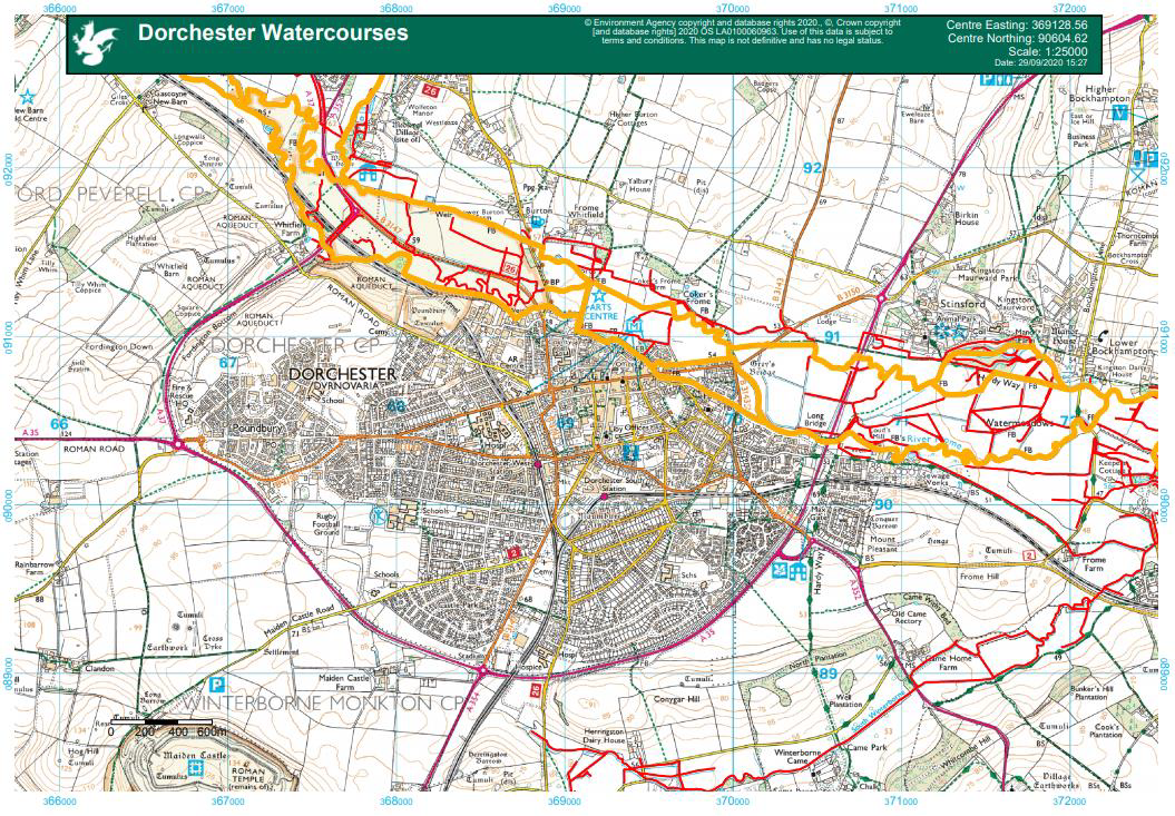 Figure 2 - Location of the Main Rivers and Ordinary Watercourses in Dorchester