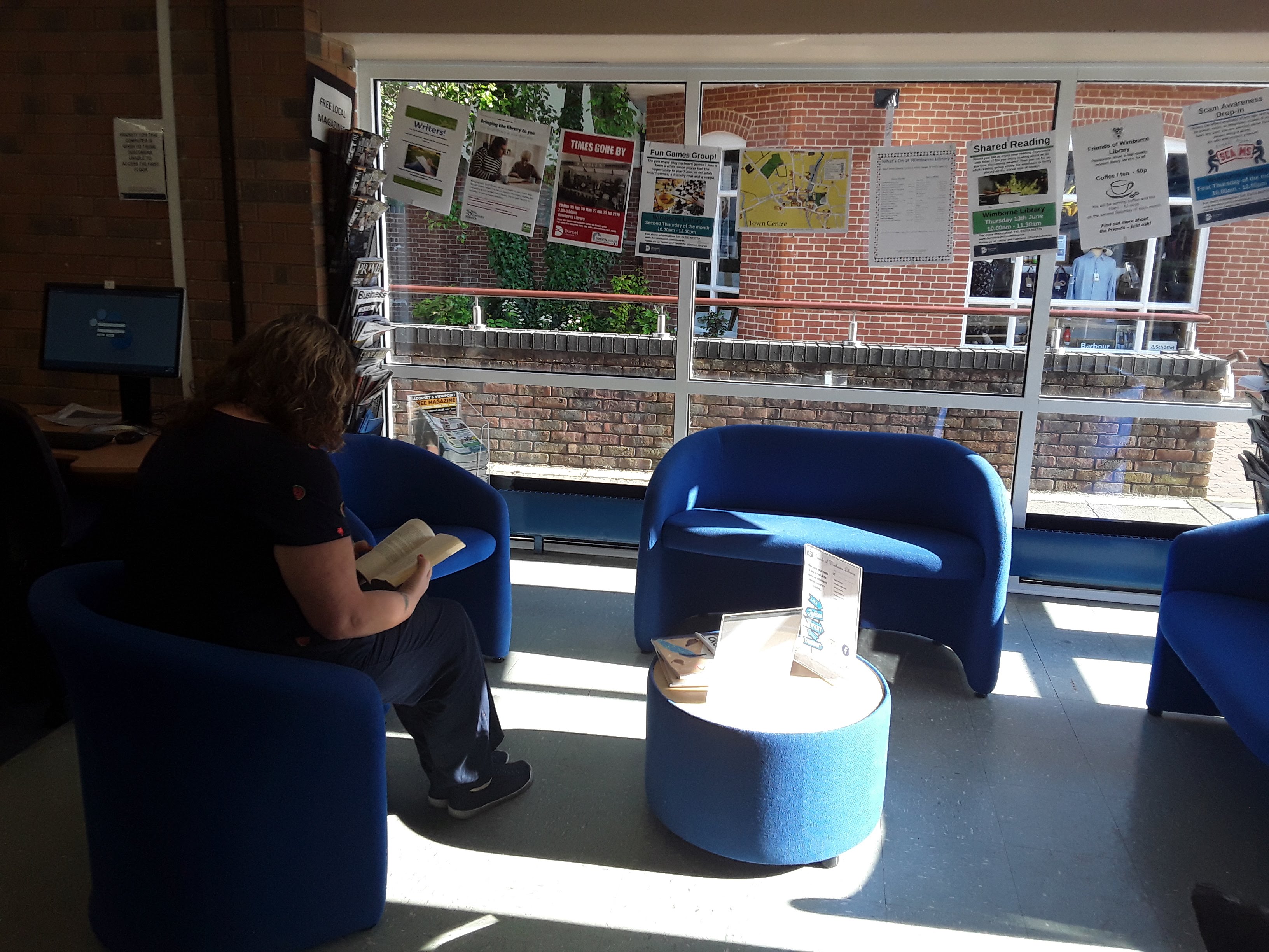 I can sit in a chair to read a book