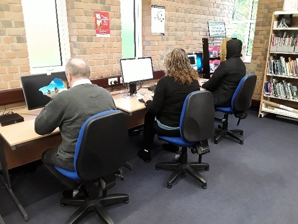people using computers Wimborne Library