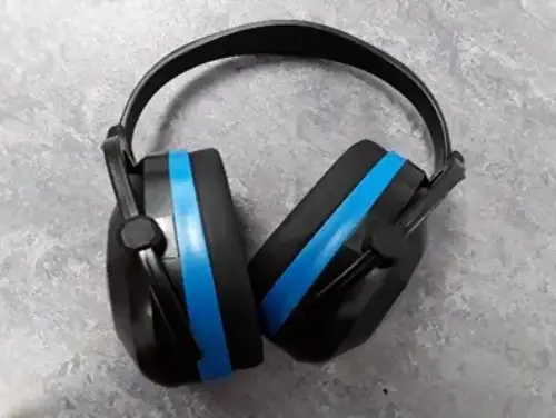 This is an image of a pair of blue ear defenders.