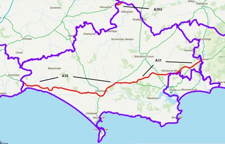Trunk roads in Dorset