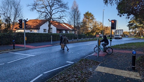 The new toucan crossing on Wimborne Road East 