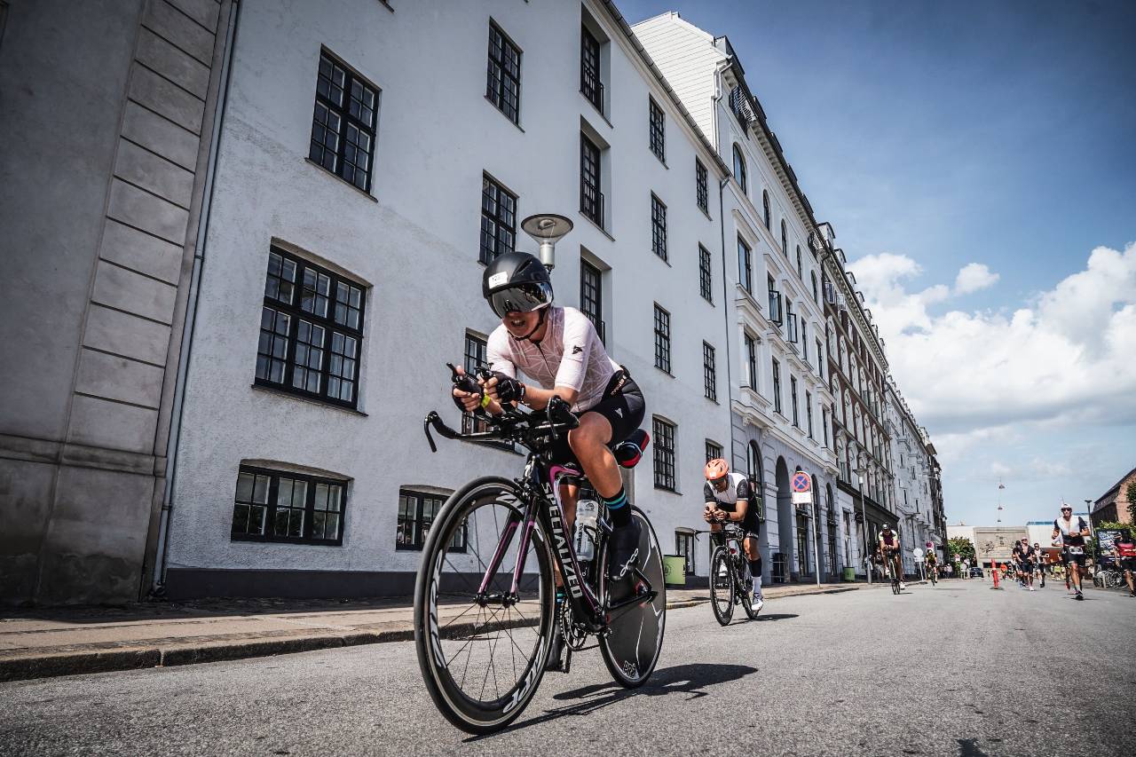 Catherine riding a bike