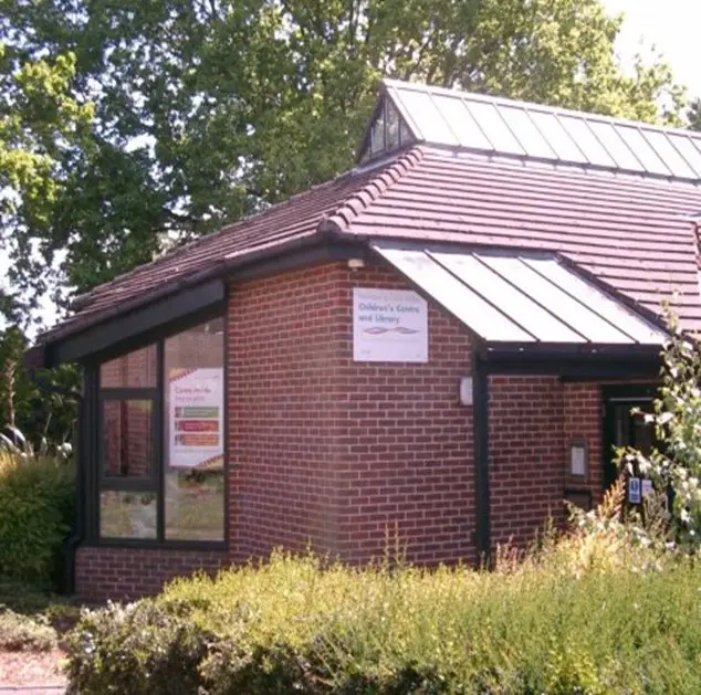 This is a picture of the front entrance area of Corfe Mullen Library.