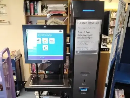 This is an image of the self service machine in the library.