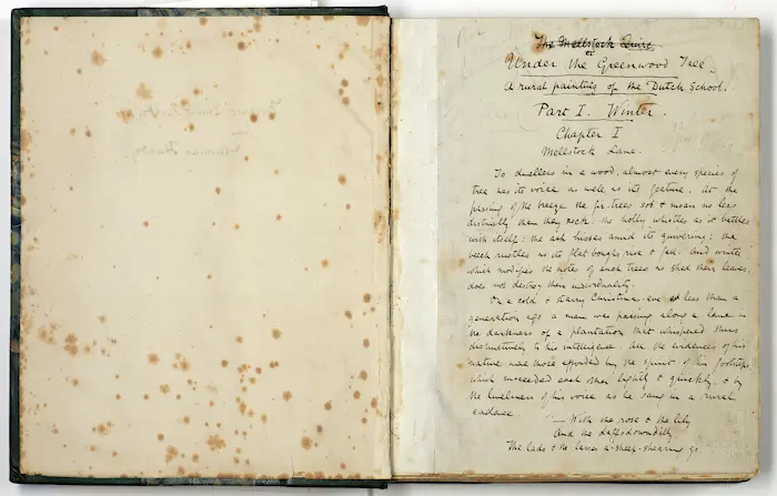 Title page of “Under the Greenwood Tree” manuscript by Thomas Hardy