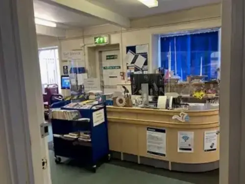 This is an image of the front desk at the library.