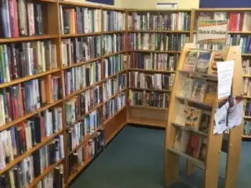 This is an image of shelves of books.