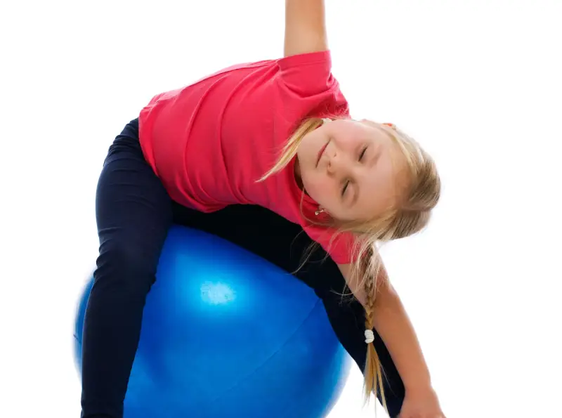 Child on exercise ball