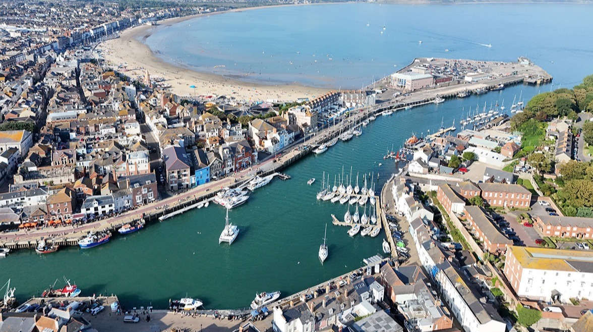 View of Weymouth waterfront and harbour