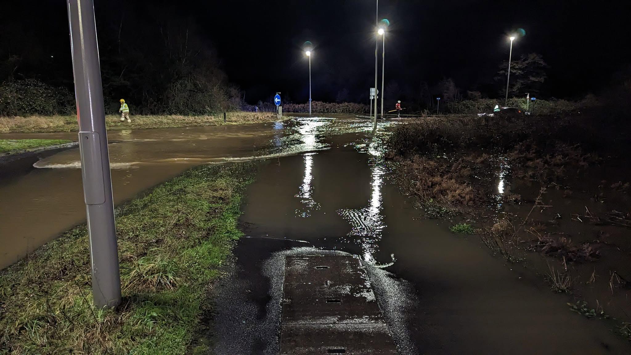 Bakers Arms Roundabout flooded