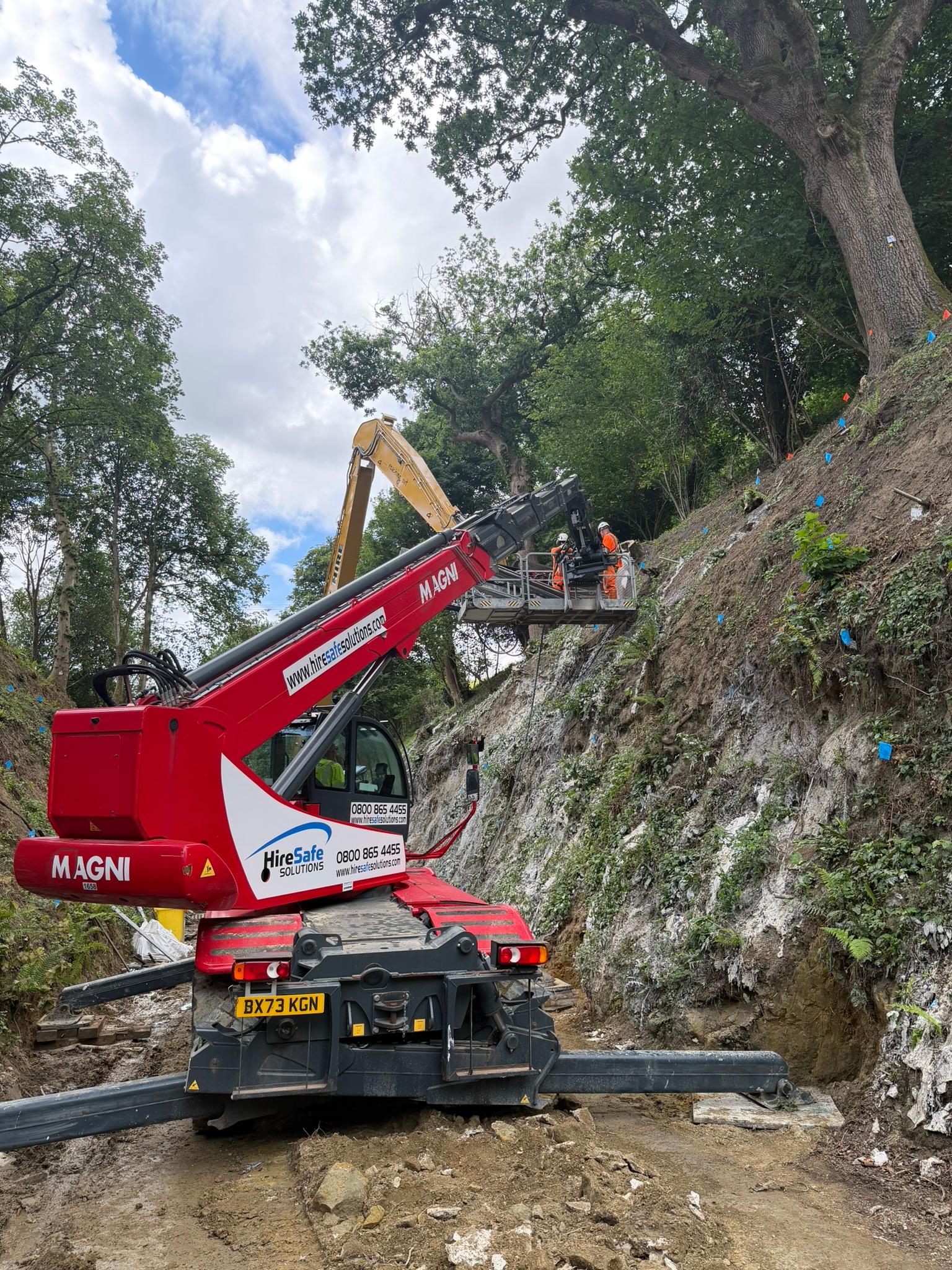 A machine digging up earth