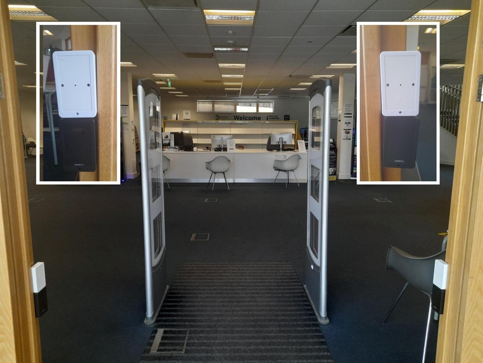 Sensors installed in doorway of Dorchester library