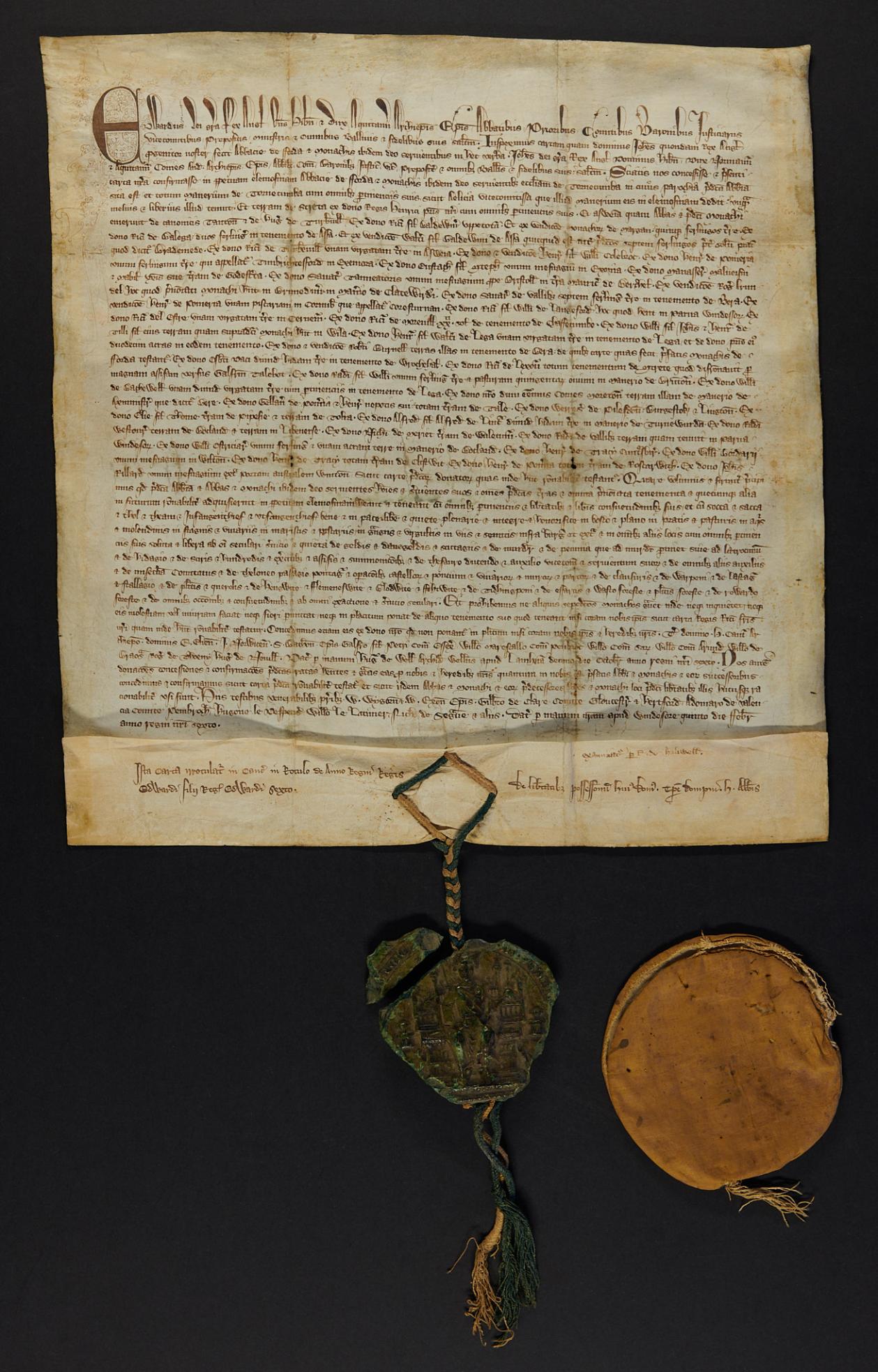 Charter from King Edward II to the monks at Forde Abbey in the early 14th century