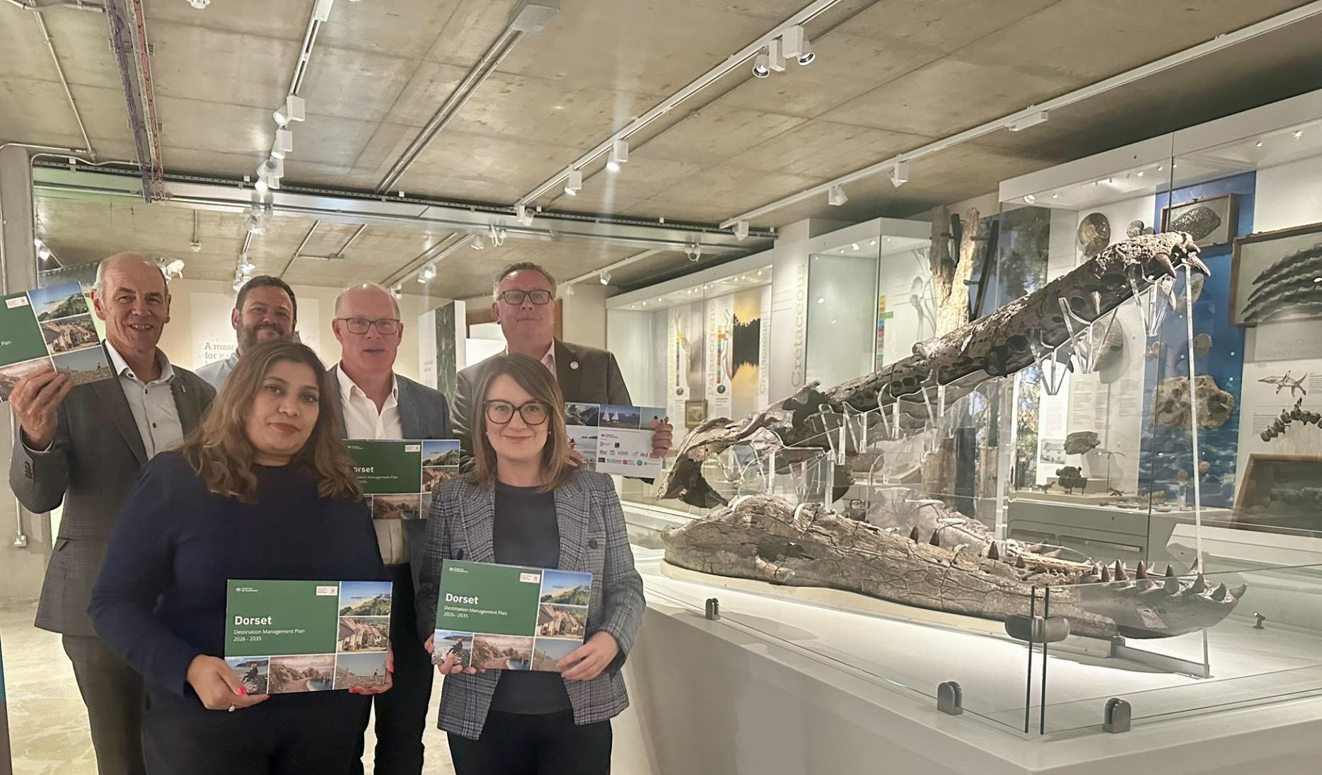 Representatives from BCP Council, Dorset Council and VisitEngland at the launch of the Dorset Destination Management Plan at the Dorset Museum