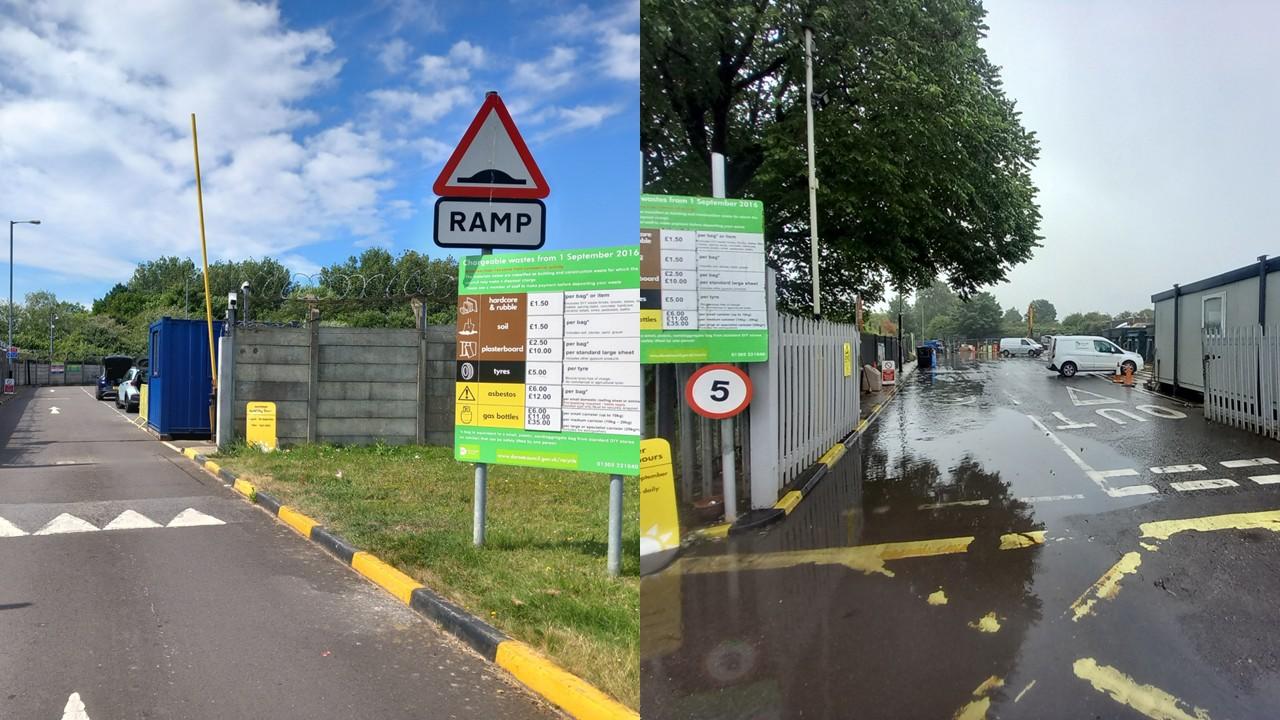 Weymouth and Dorchester Household Recycling Centre entrances, composite