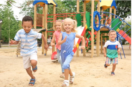 Children running in a playground