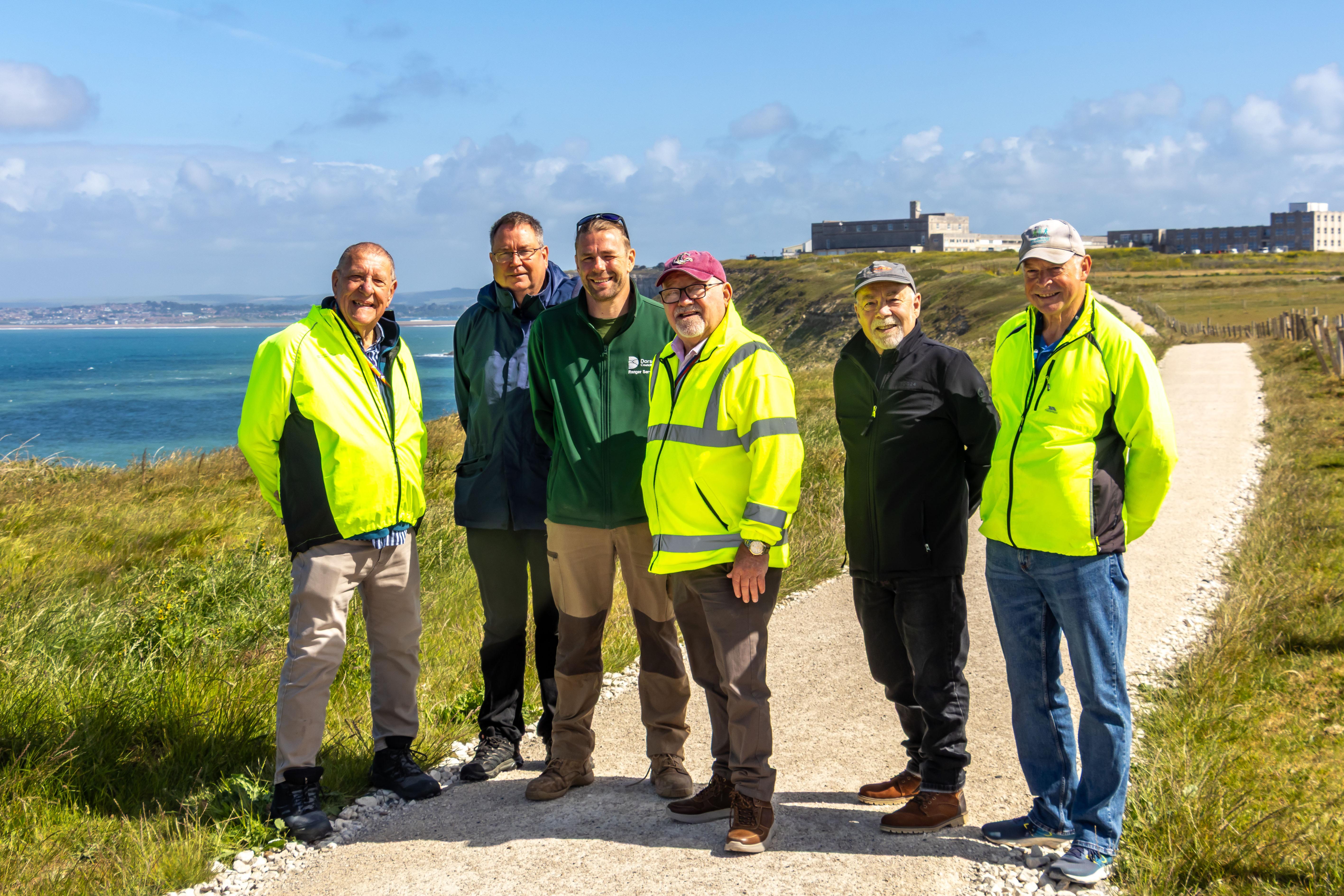 Six men on a path