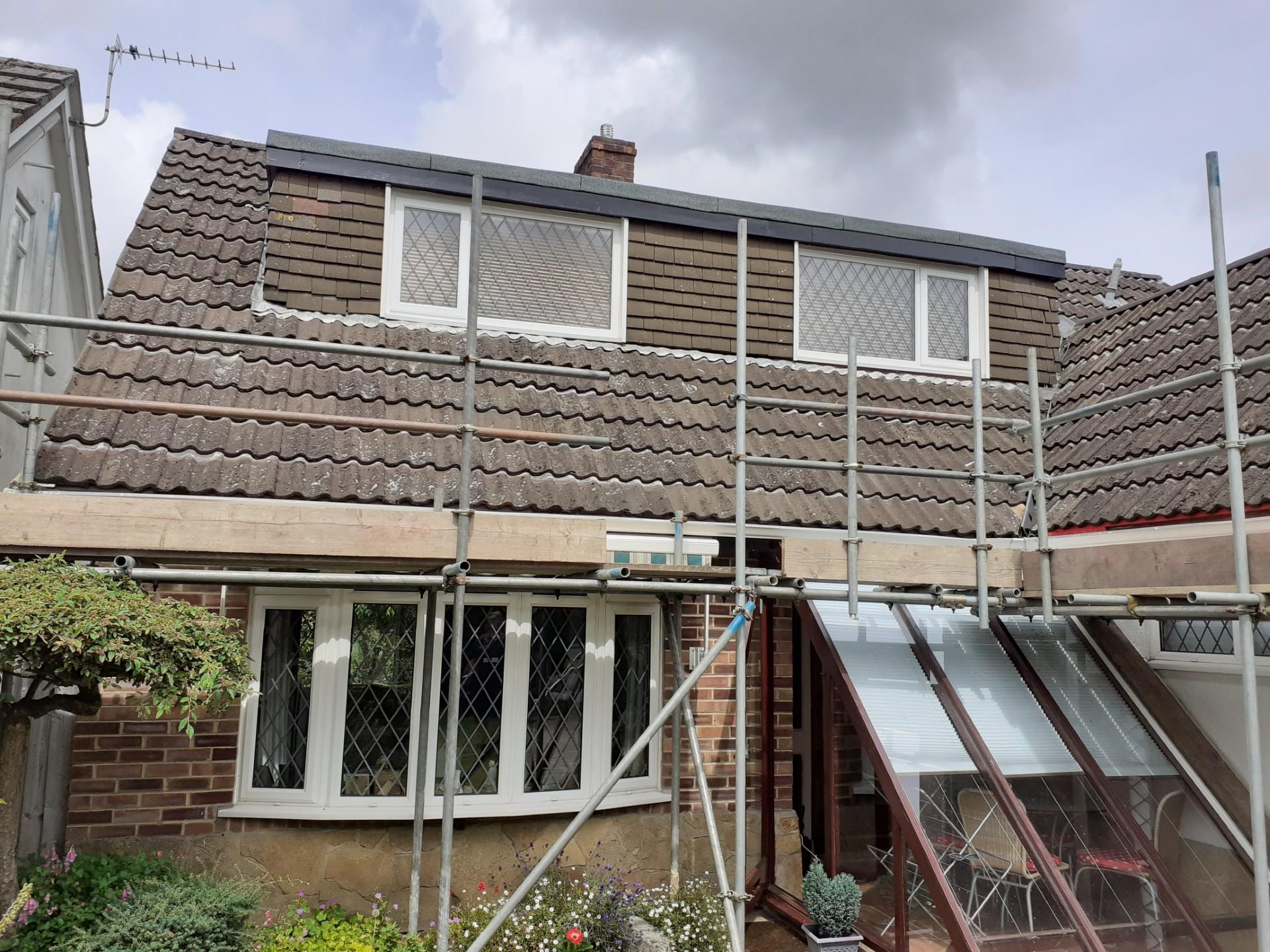 House with scaffolding