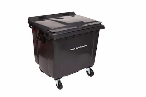 1100L general black waste bin