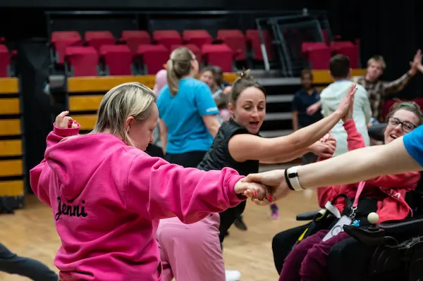 Picture of all participants dancing
