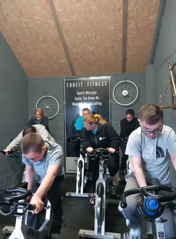Group of people taking part in spinning