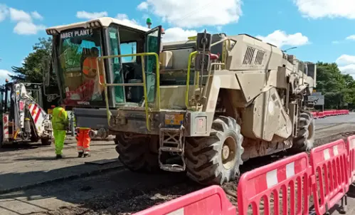 Roadworks taking place as part of highway maintenance.