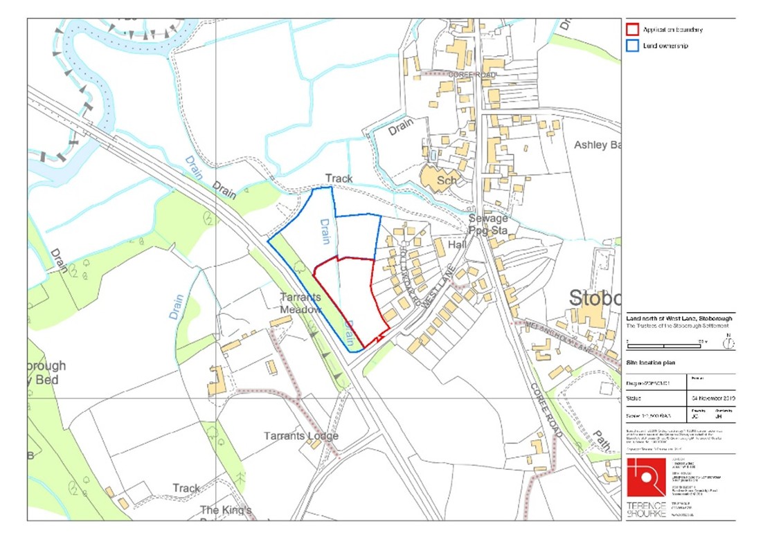 Site location map of Land North of West Lane, Stoborough, Wareham