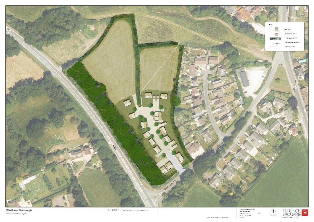 Indicative layout of Land North of West Lane, Stoborough, Wareham