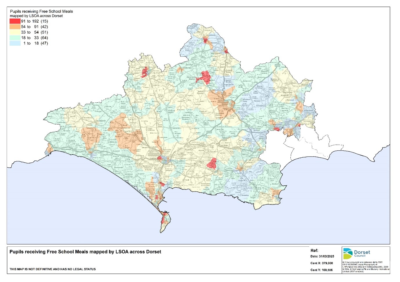 Map of most in need areas of Dorset 