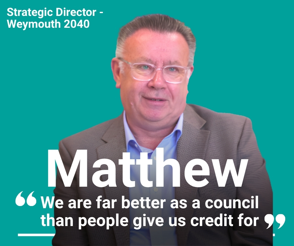Photo of Matthew wearing a beige suit with "We are far better as a council than people give us credit for" quotation