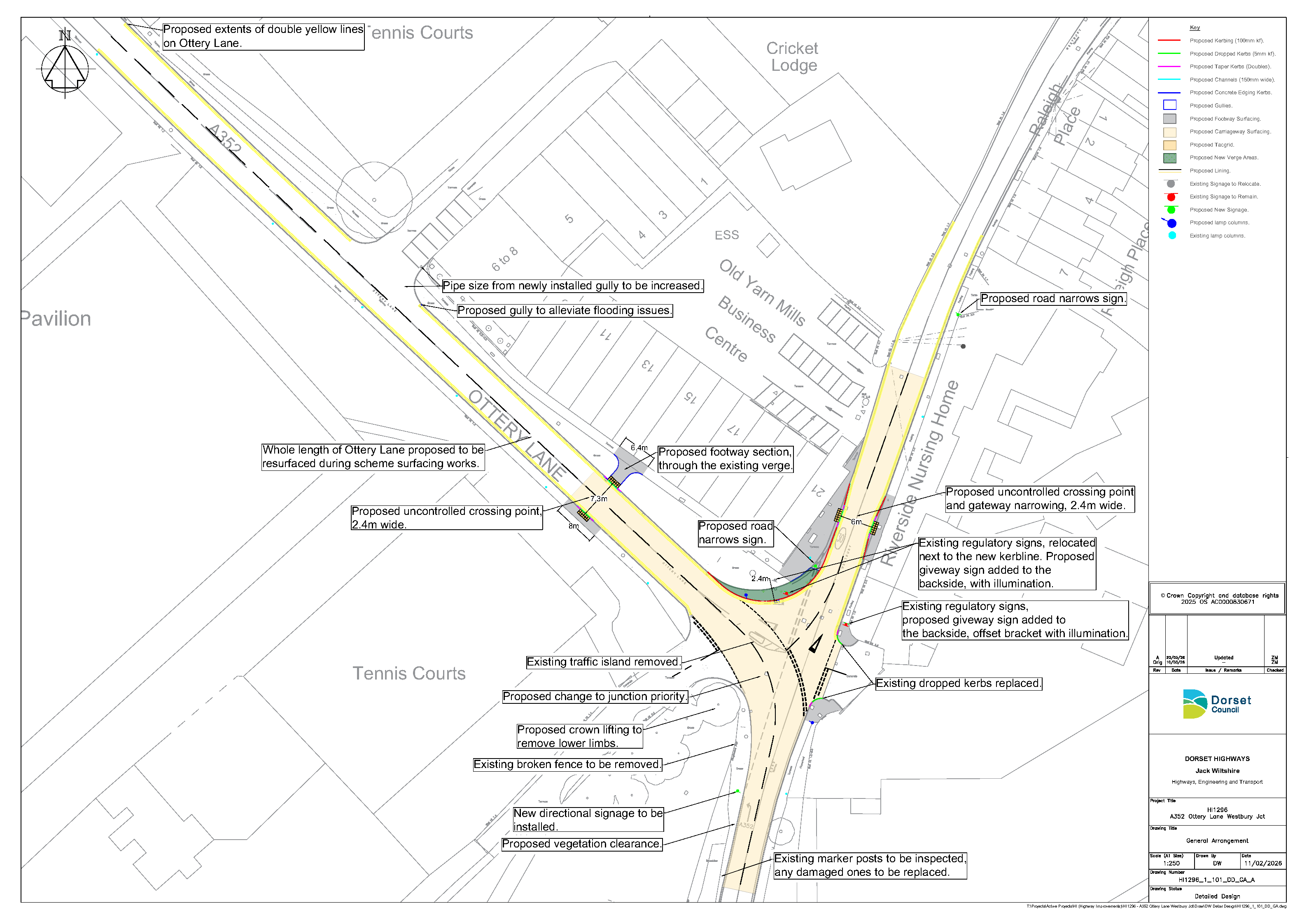 a map of proposed work around Ottery Lane