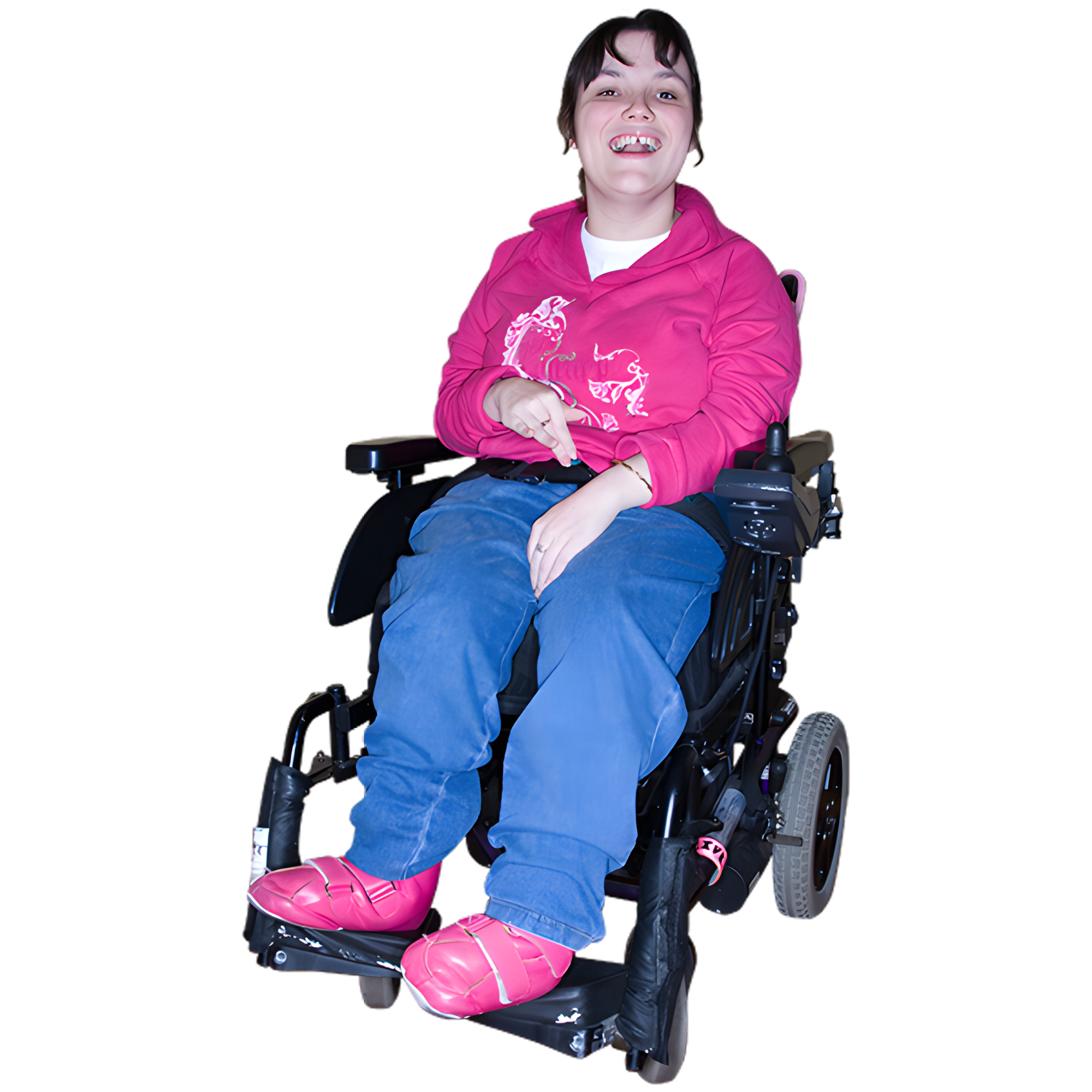 Person in a wheelchair, smiling