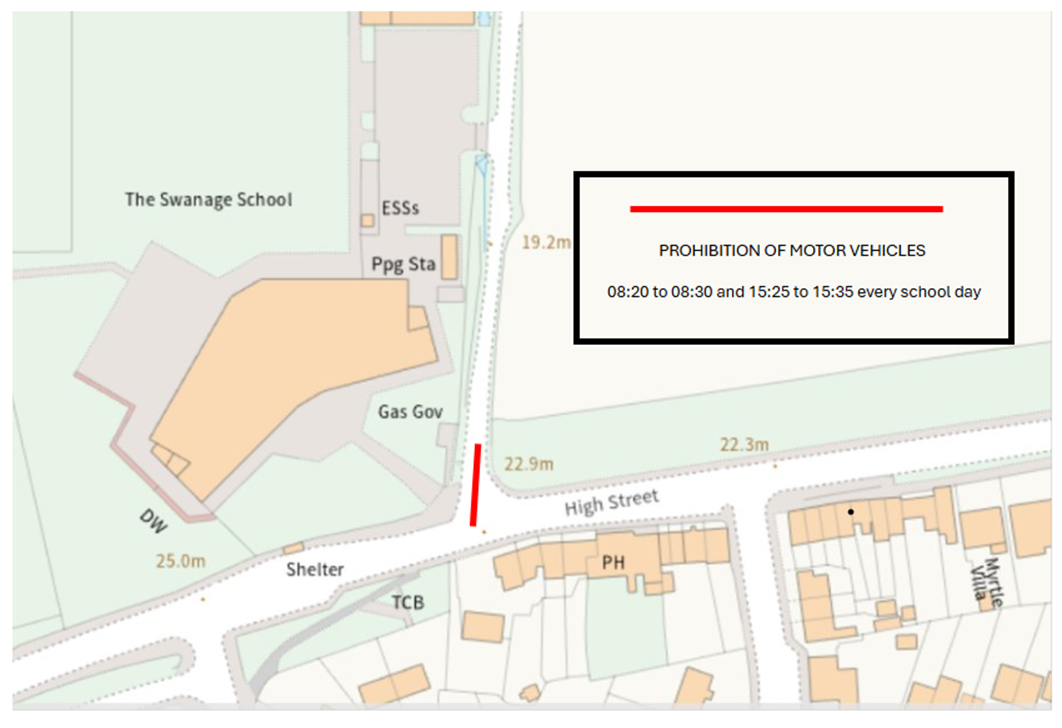 a diagram of the proposed road closure area