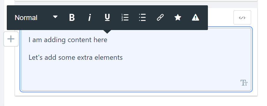 The formatting toolbar