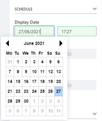 selecting a date from the calendar