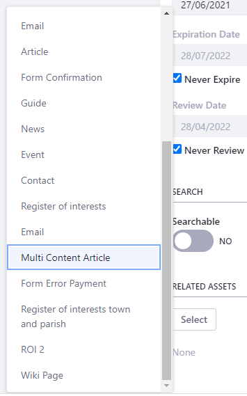selecting multi content article