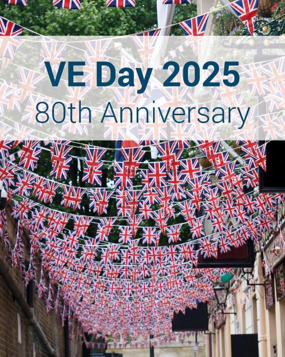 VE Day bunting in street