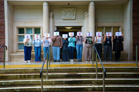 Housing allocations officers launch the consultation outside of County Hall.