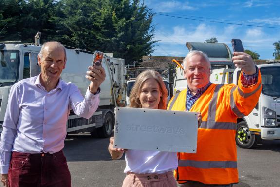Pictured from left to right: Cllr Richard Biggs, Cabinet member for Property & Assets and Economic Growth; Amy Thomas, Senior Technical Officer and Gary Littledyke, Senior Lead Technical Officer