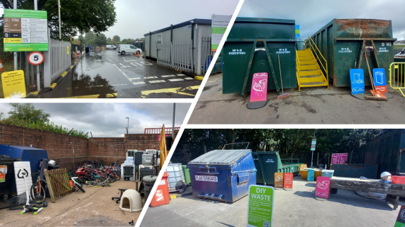 Site photos from Wimborne, Dorchester, Shaftesbury and Sherborne household recycling centres