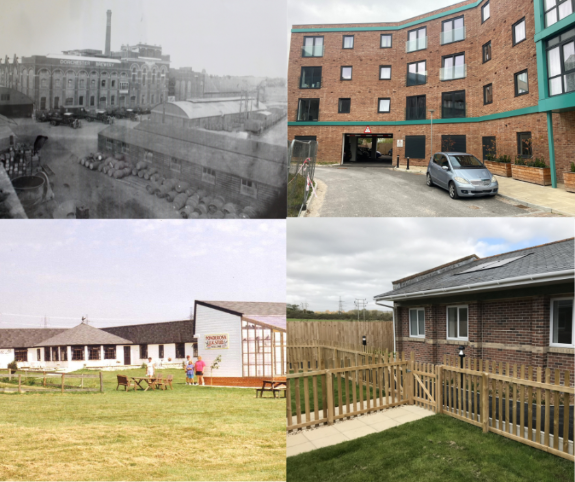 The top two images are of Brewery Square from the late 19th century to early 20th century and the original Ponderosa Stud and Ponderosa today.