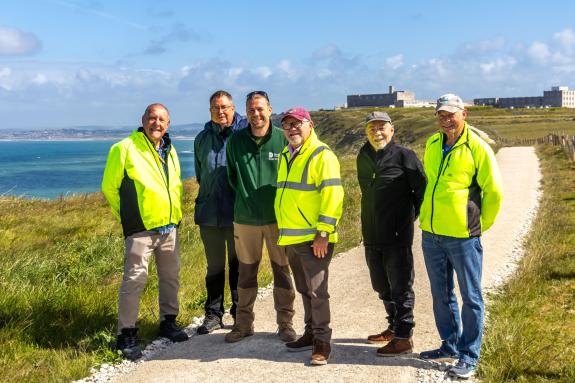 Six men on a path