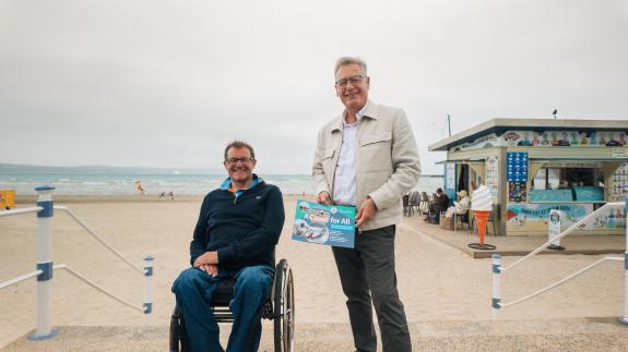 Cllr Steve Robinson and Will Behenna on Weymouth Beach
