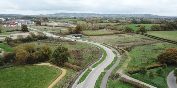 Aerial view of new road in Gillingham